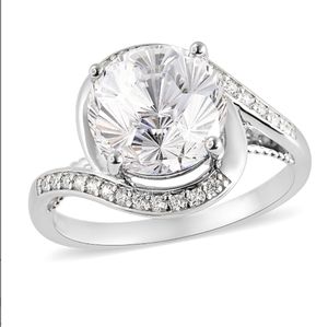 PLATINUM OVER STERLING SILVER LUSTRO STELLA FINE CZ RING